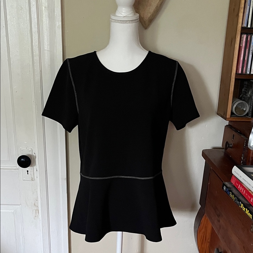 Black Short-Sleeve Peplum Top - Classic Women's Dress top